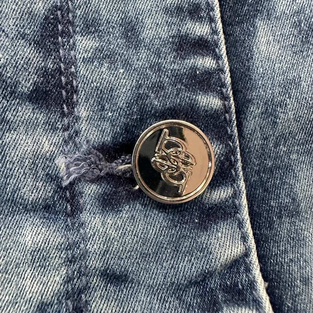 Bebe rare mini denim bodycon dress Sz 0 washed blue color - Picture 8 of 8